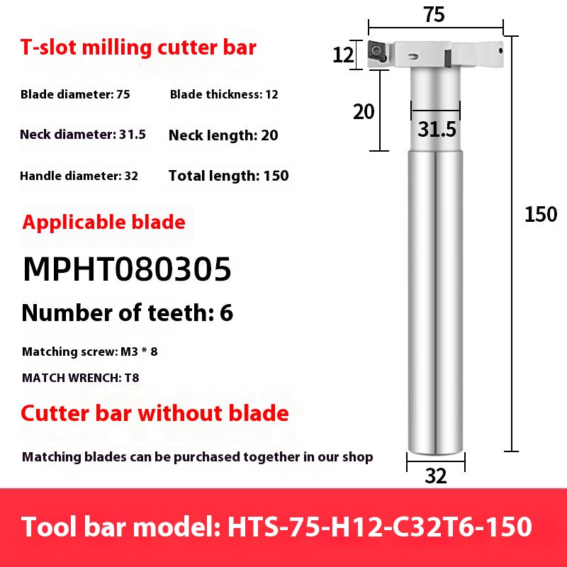 2065-T-slot milling cutter rod CNC slotting HTS three-edged machining center numerical control T-slot milling cutter rod thickness 6 8 10 12 Shandong Denso Pricision Tools Co.,Ltd.